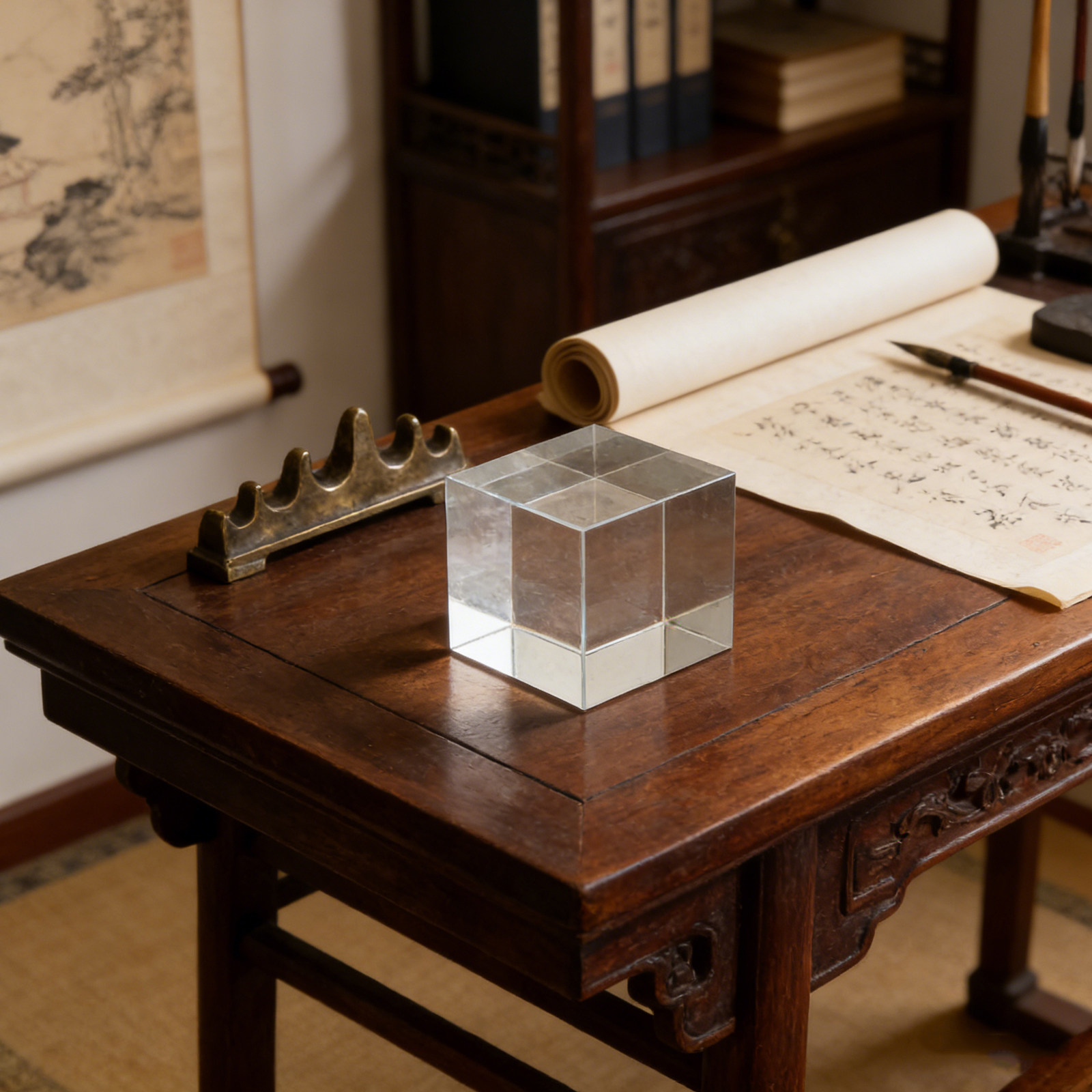 Book Weight Glass - Square Clear Crystal Paperweight Heavy Decorative