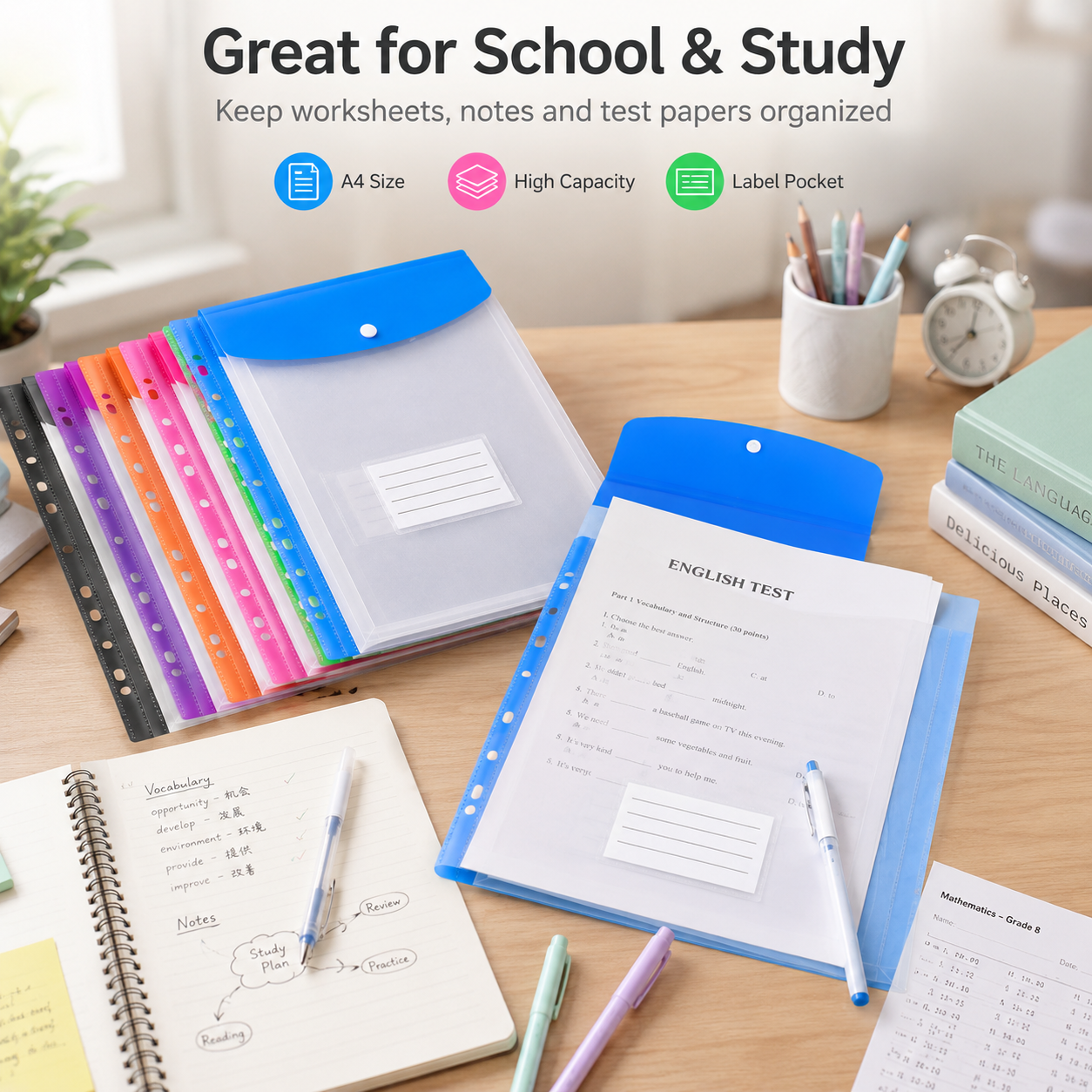 6 Colors A4 Sheet Protectors,  - Binder A4 Lever recensie en prijs