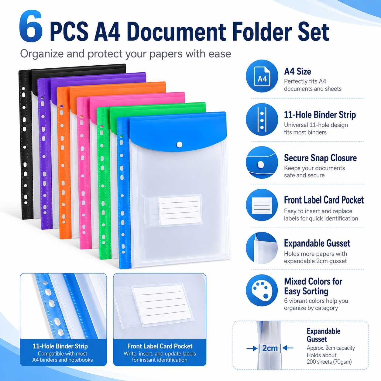 6 Colors A4 Sheet Protectors,  - Binder A4 Lever recensie en prijs