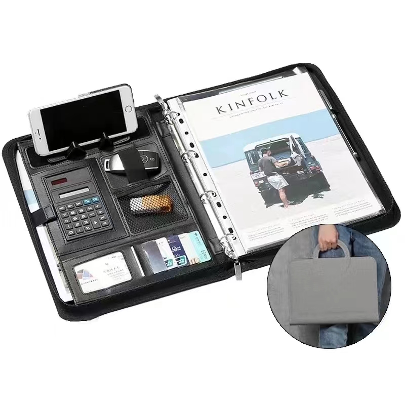 PU leather A4 zipper calculato - Binder A4 Lever recensie en prijs