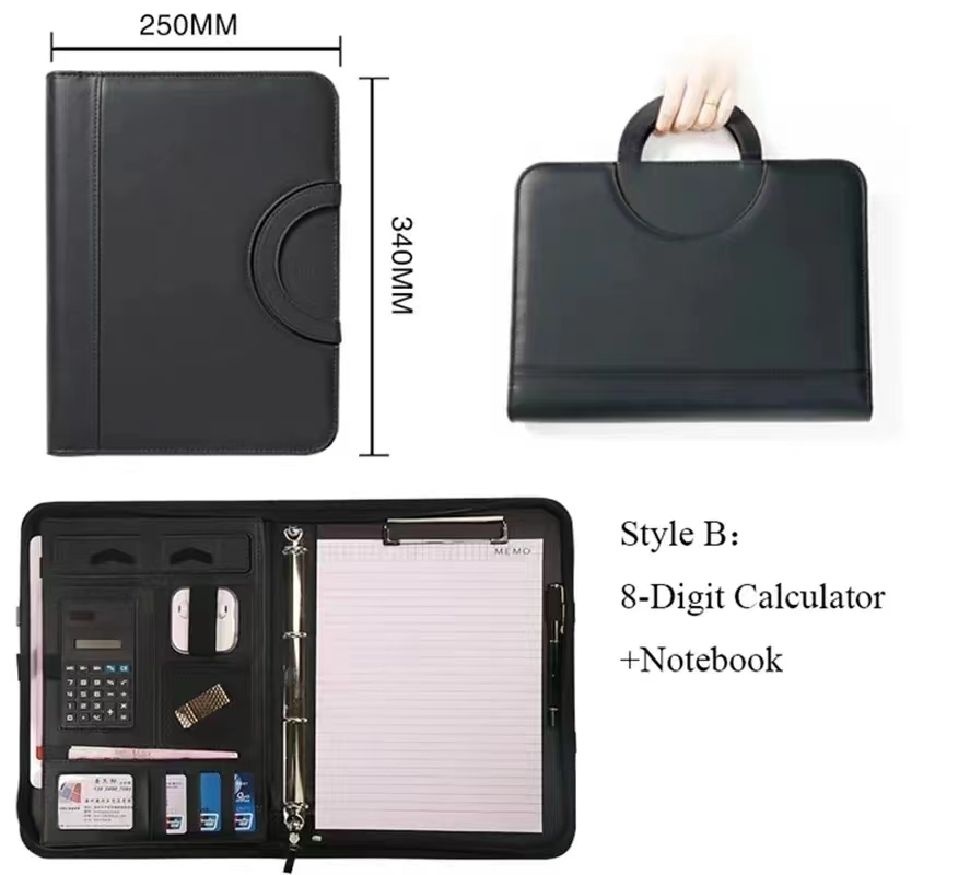 PU leather A4 zipper calculato - Binder A4 Lever recensie en prijs